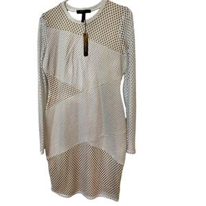 NEW BCBG Max Azria white Nude Jorden Mesh Bodycon Stretch Dress  Size: M​